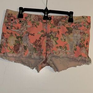 Bongo brand bright pink and floral Jean shorts size 15